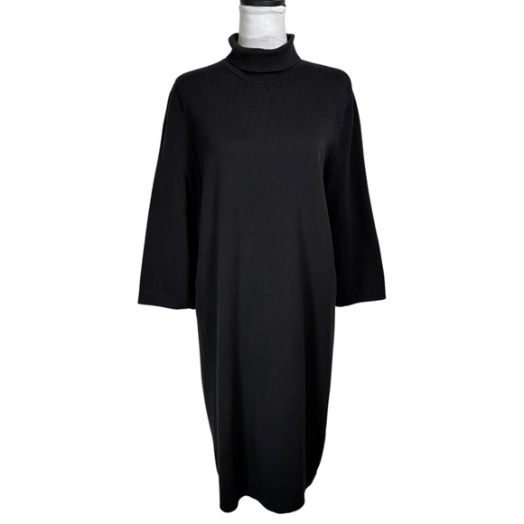J. Jill Dresses & Skirts - J.Jill Black Knit Turtleneck Sweater Dress Size XL Shift Knee Length Minimalist